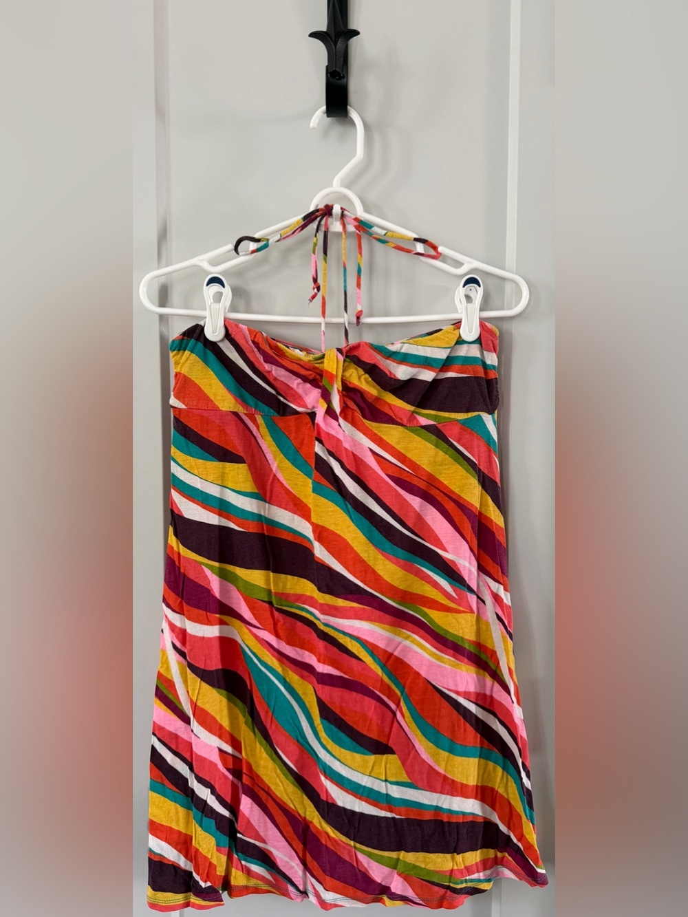 Xhilaration Flowy Multicolor Wave Print Halter Tie or Strapless Cover-Up/Dress S
